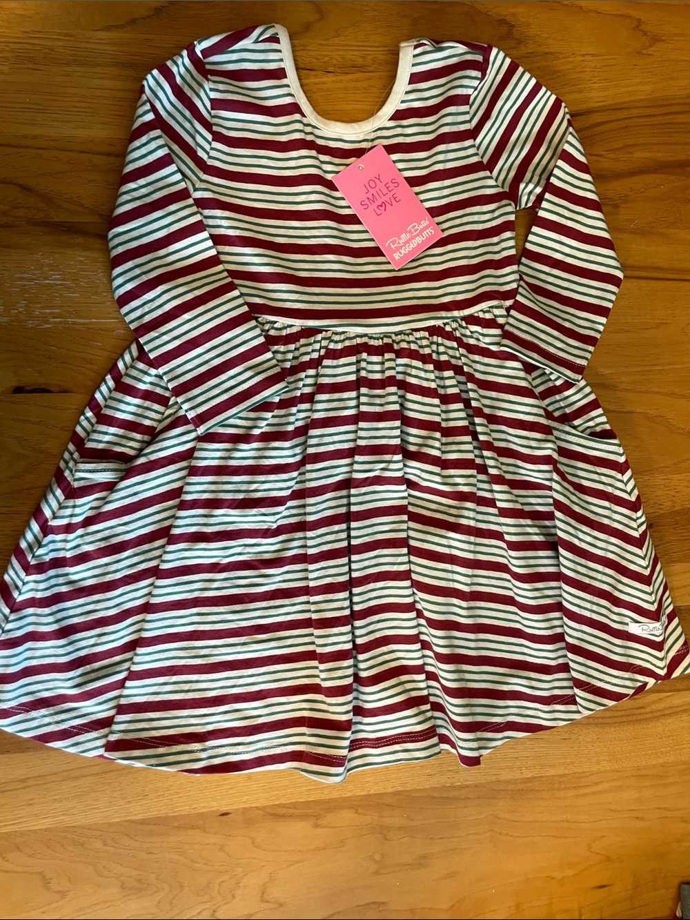 Ruffle Butts Red, White & Teal Striped Knit Top
